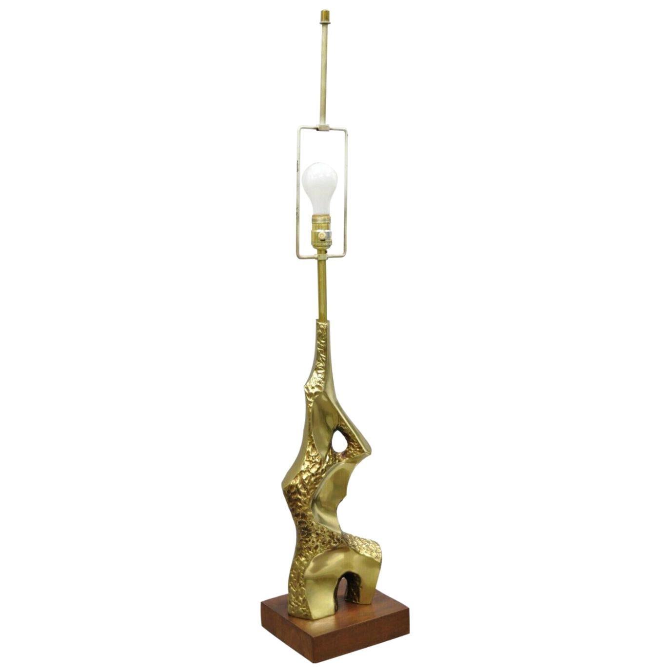 Vintage Laurel Maurizio Tempestini Brutalist Brass Midcentury Table Lamp