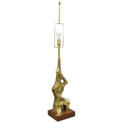 Vintage Laurel Maurizio Tempestini Brutalist Brass Midcentury Table Lamp