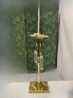 Vintage Laurel Mid Century Modern Sculptural Lucite & Brass Table Lamp