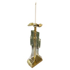 Vintage Laurel Mid Century Modern Sculptural Lucite & Brass Table Lamp