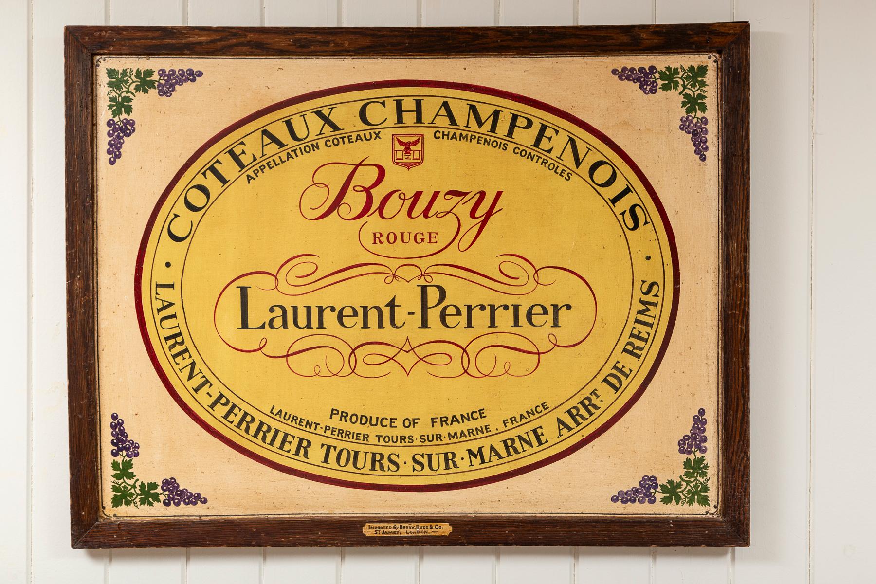 Vintage Laurent-Perrier Wein-Werbeschild, ca. 1930er Jahre (Französische Provence) im Angebot