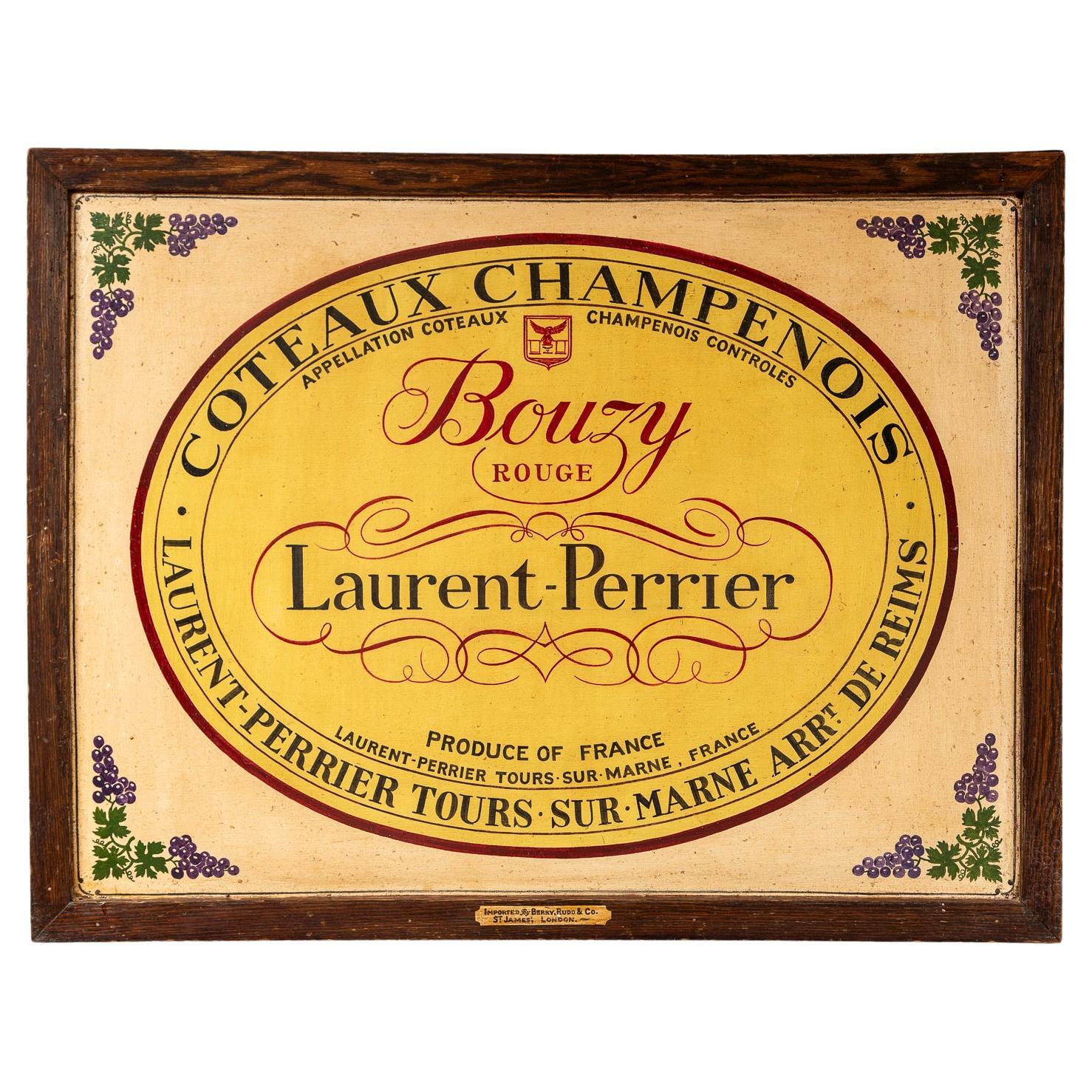 Insegna pubblicitaria d'epoca del vino Laurent Perrier, anni '30 circa