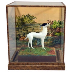 Vintage Lauscha Glass Shadow Box with Glass Dog