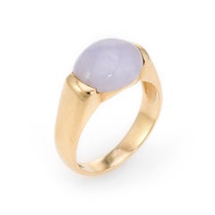 Vintage Lavender Jade Ring 14 Karat Yellow Gold Estate Fine Jewelry Stacking