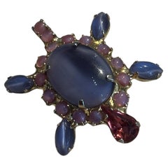 Vintage Lavender Rhinestone Turtle Brooch