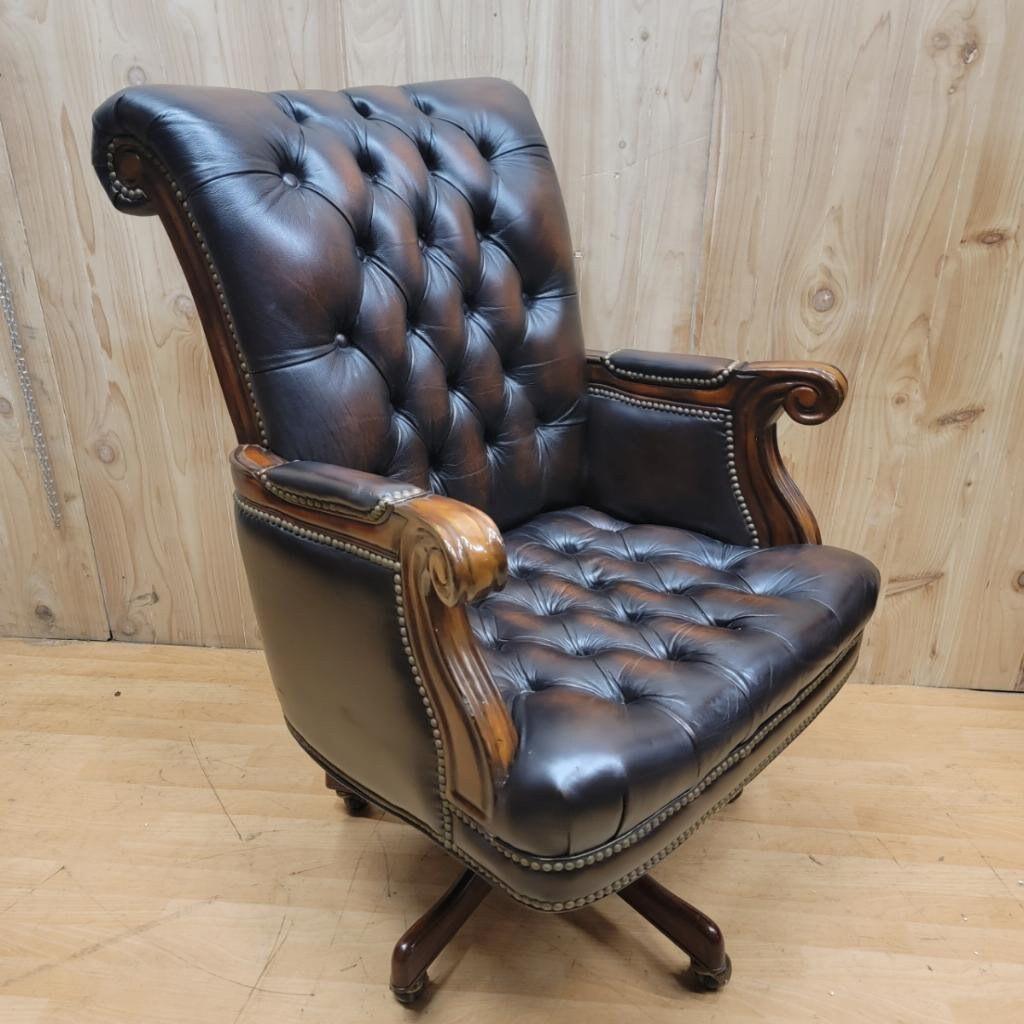 Vintage Lavish Collection Chesterfield Style Executive Desk Chair in Leather 1