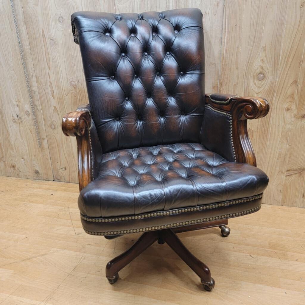 Vintage Lavish Collection Chesterfield Style Executive Desk Chair in Leather 2