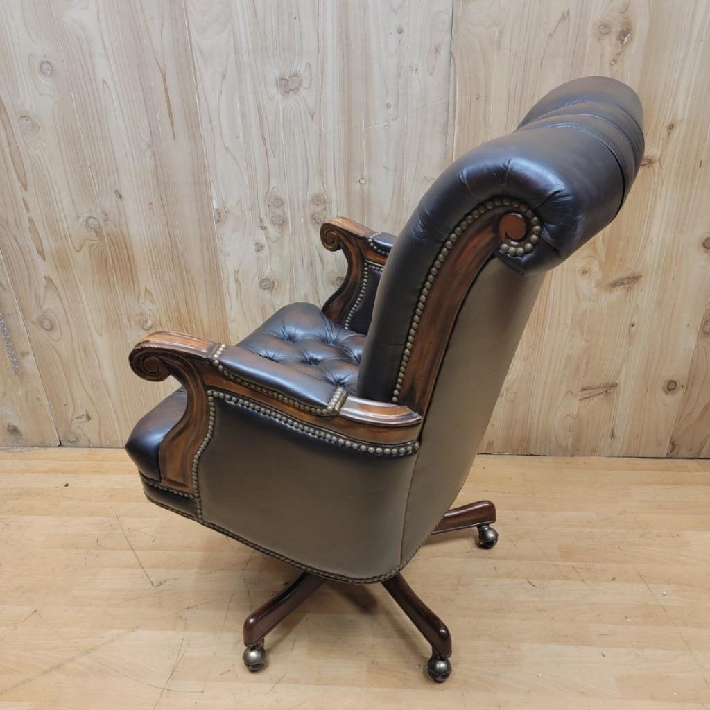 Unknown Vintage Lavish Collection Chesterfield Style Executive Desk Chair in Leather