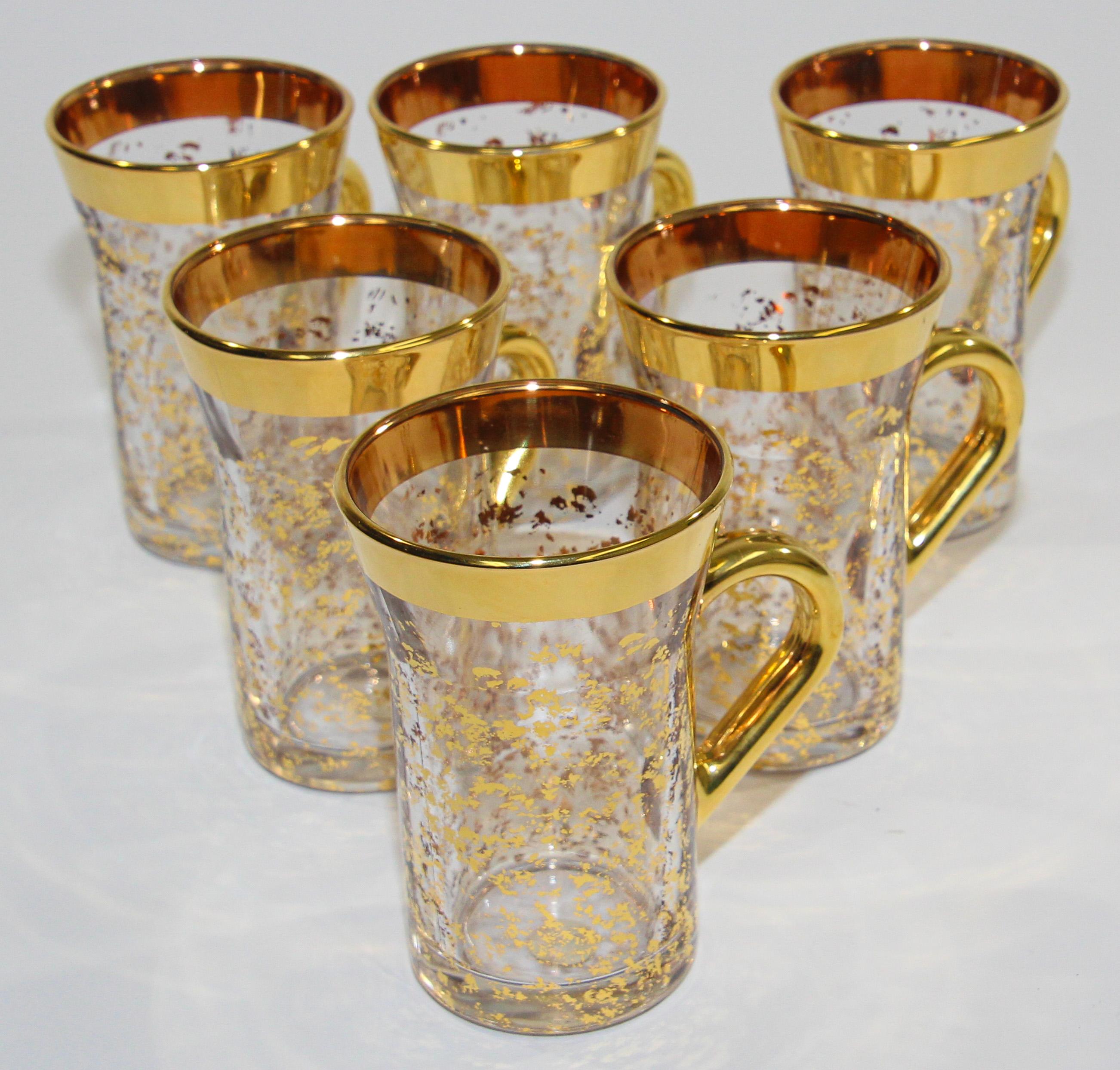 Vintage Lavorato a Mano Italian Handled Barware Glasses Set of 6 3