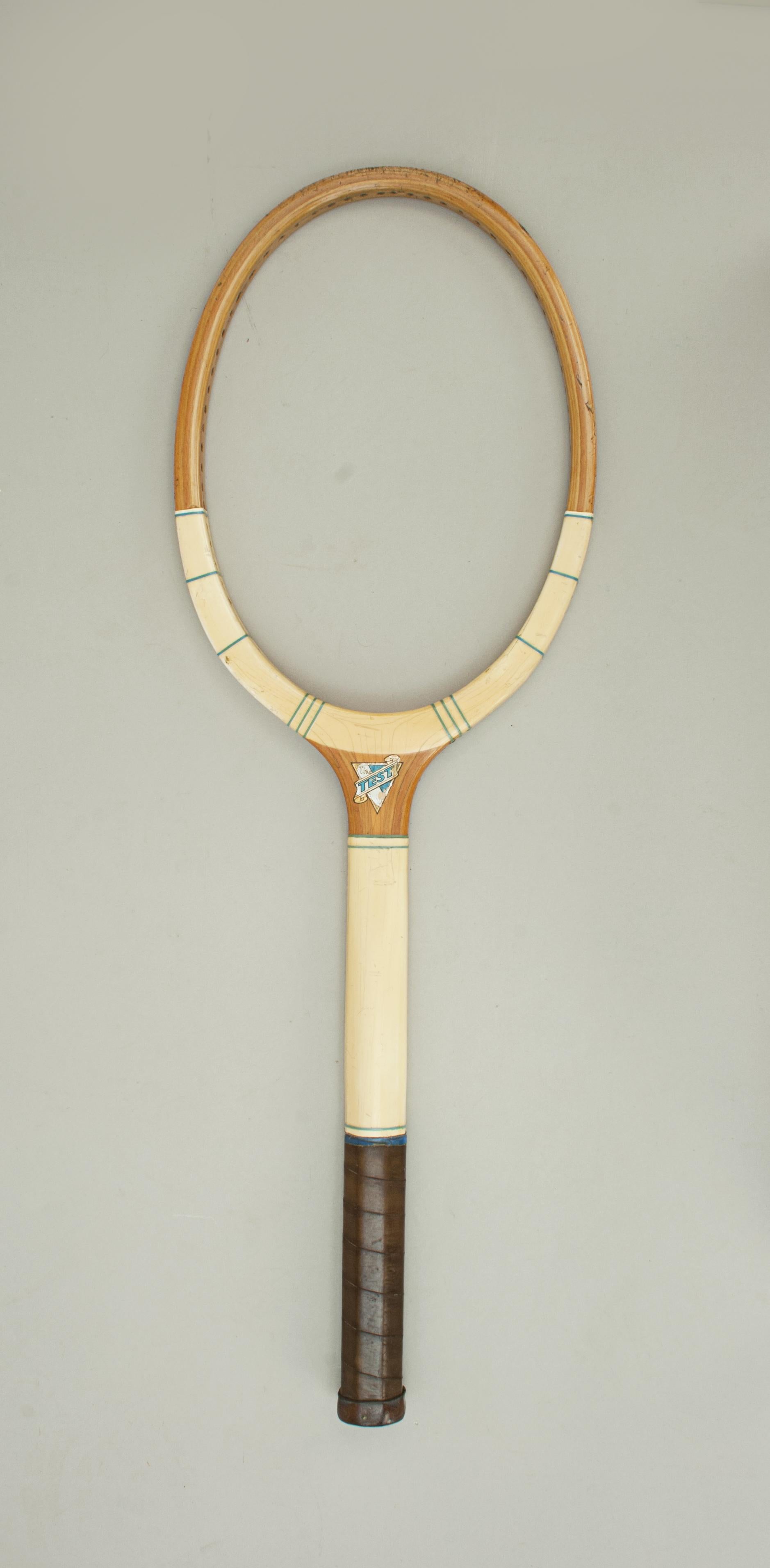 English Vintage Lawn Tennis Racket, the Test by Stevenson For Sale