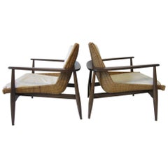 Vintage Lawrence Peabody Rattan / Wood Lounge Chairs for Craft Associates