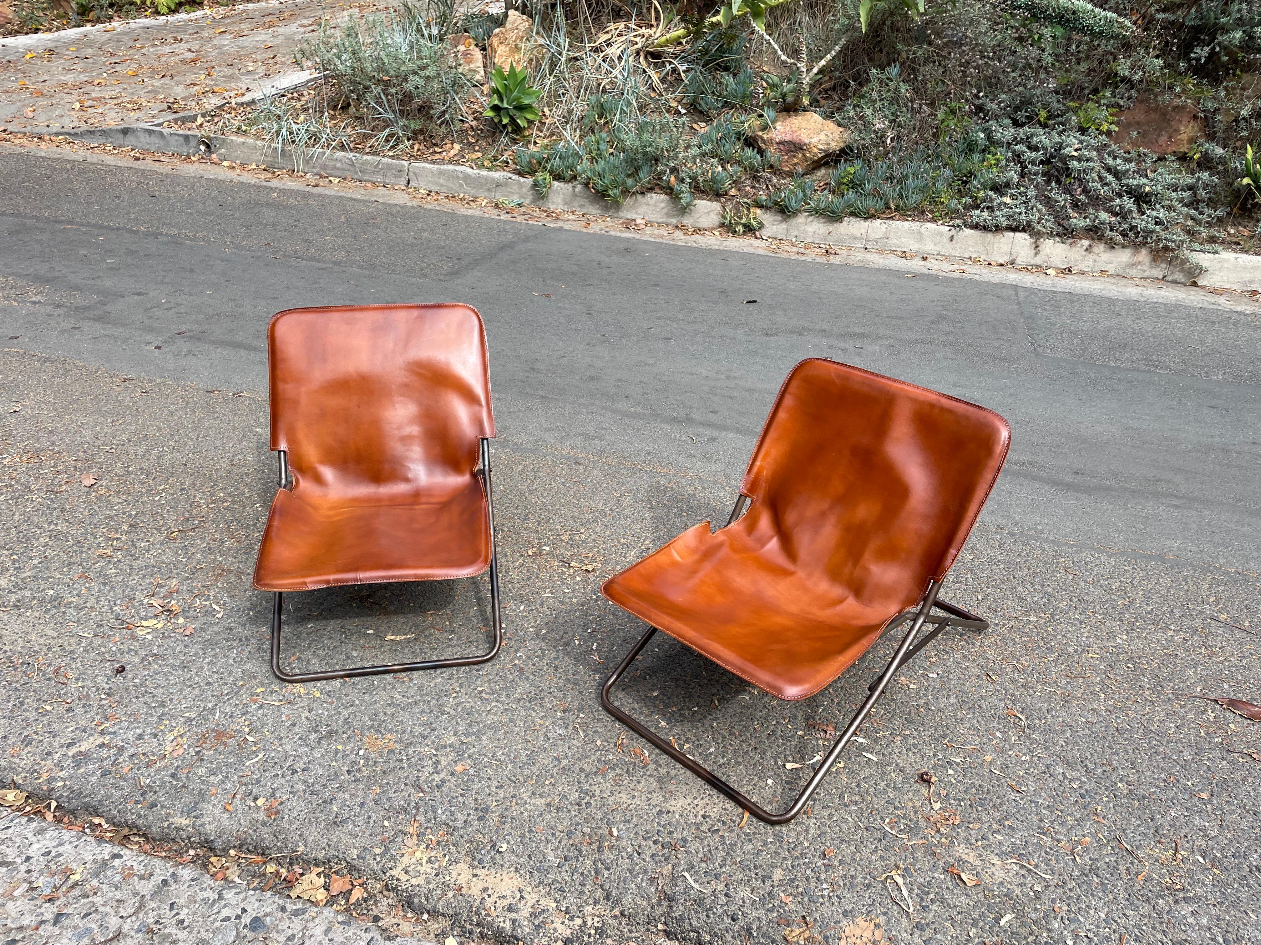 Vintage Lawson-Fenning Leather Sling Chairs 1