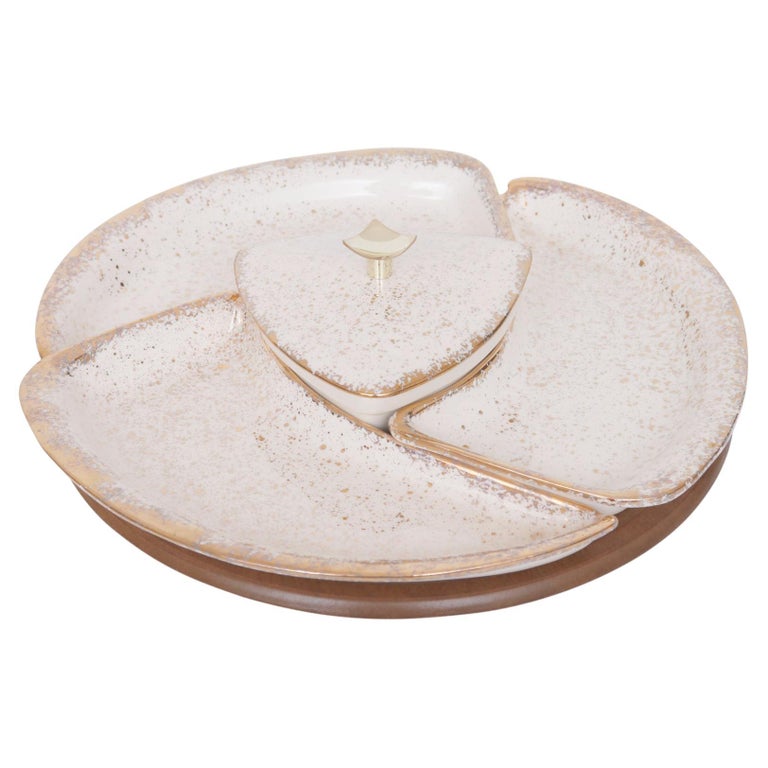 Vintage Lazy Susan and Divided Serving Dish Set For Sale at 1stDibs