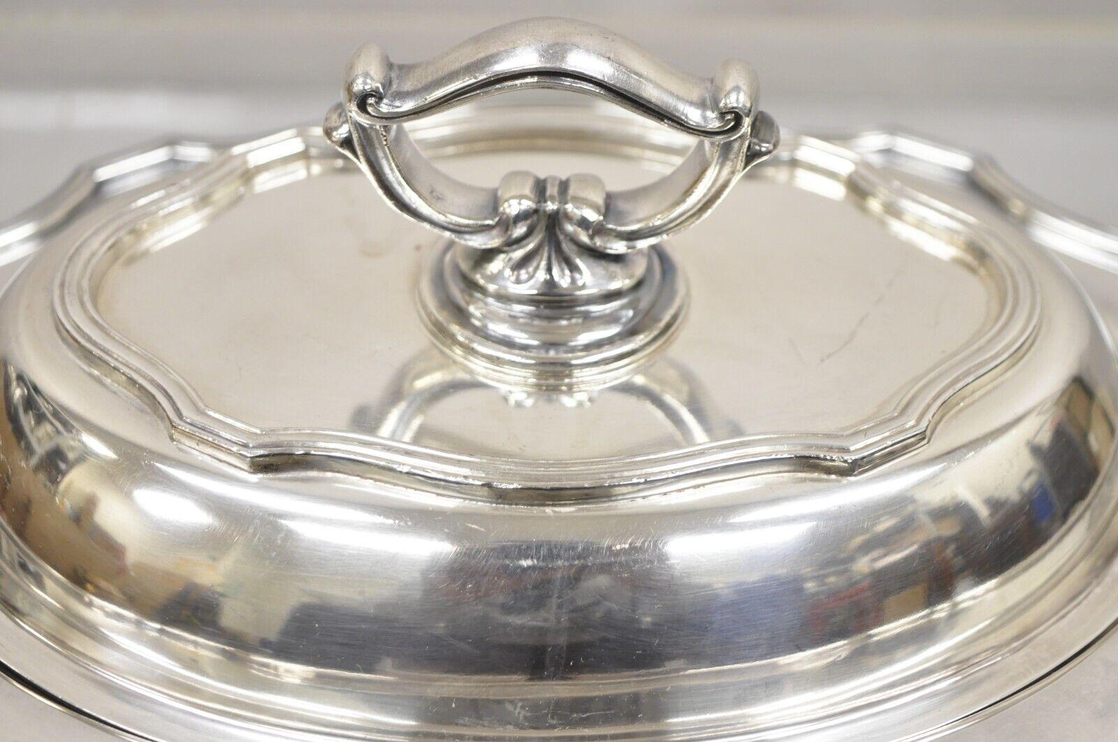 Victorian Vintage LBS Co Sheffield Silver Plated Lidded Vegetable Serving Dish For Sale