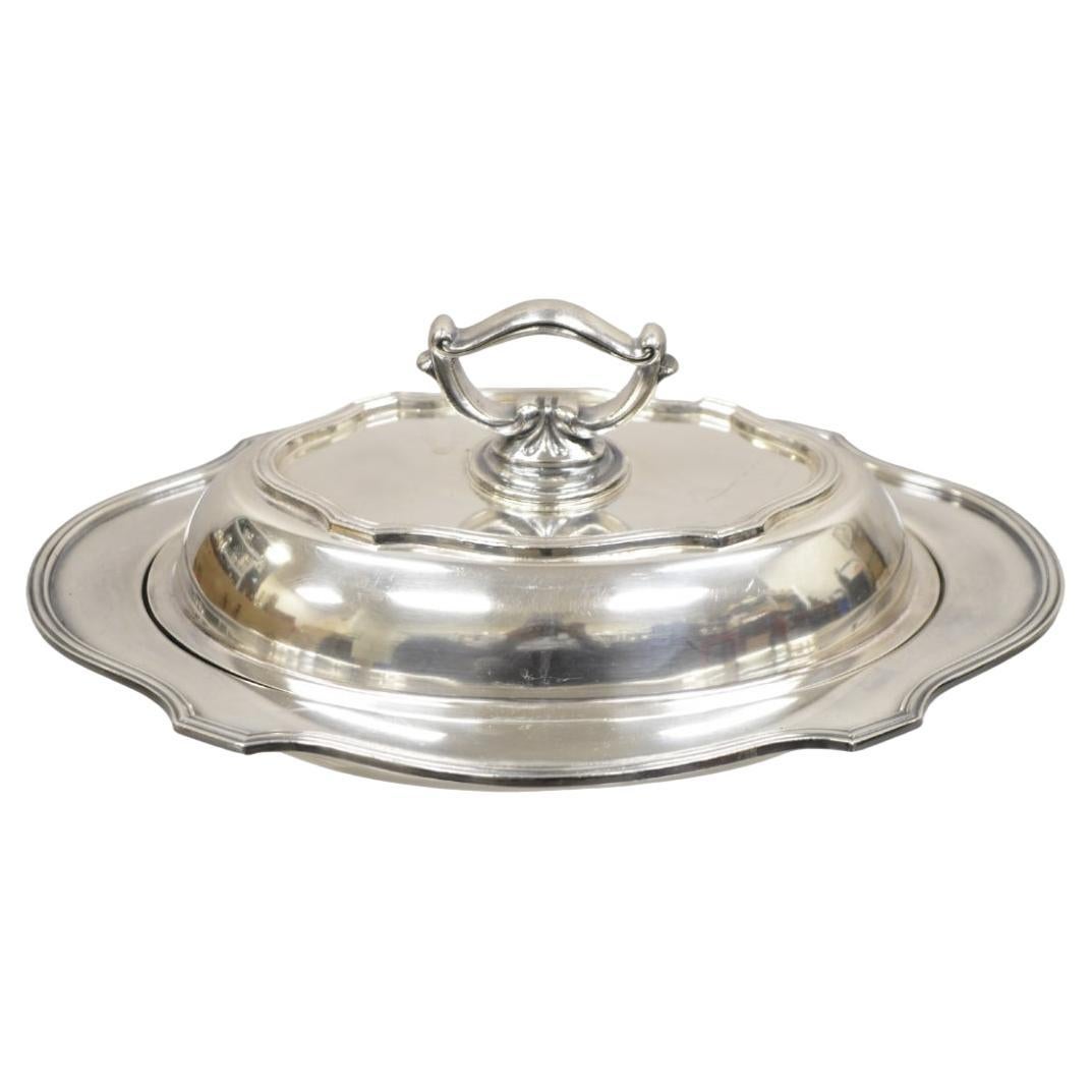 Vintage LBS Co Sheffield Silver Plated Lidded Vegetable Serving Dish For Sale
