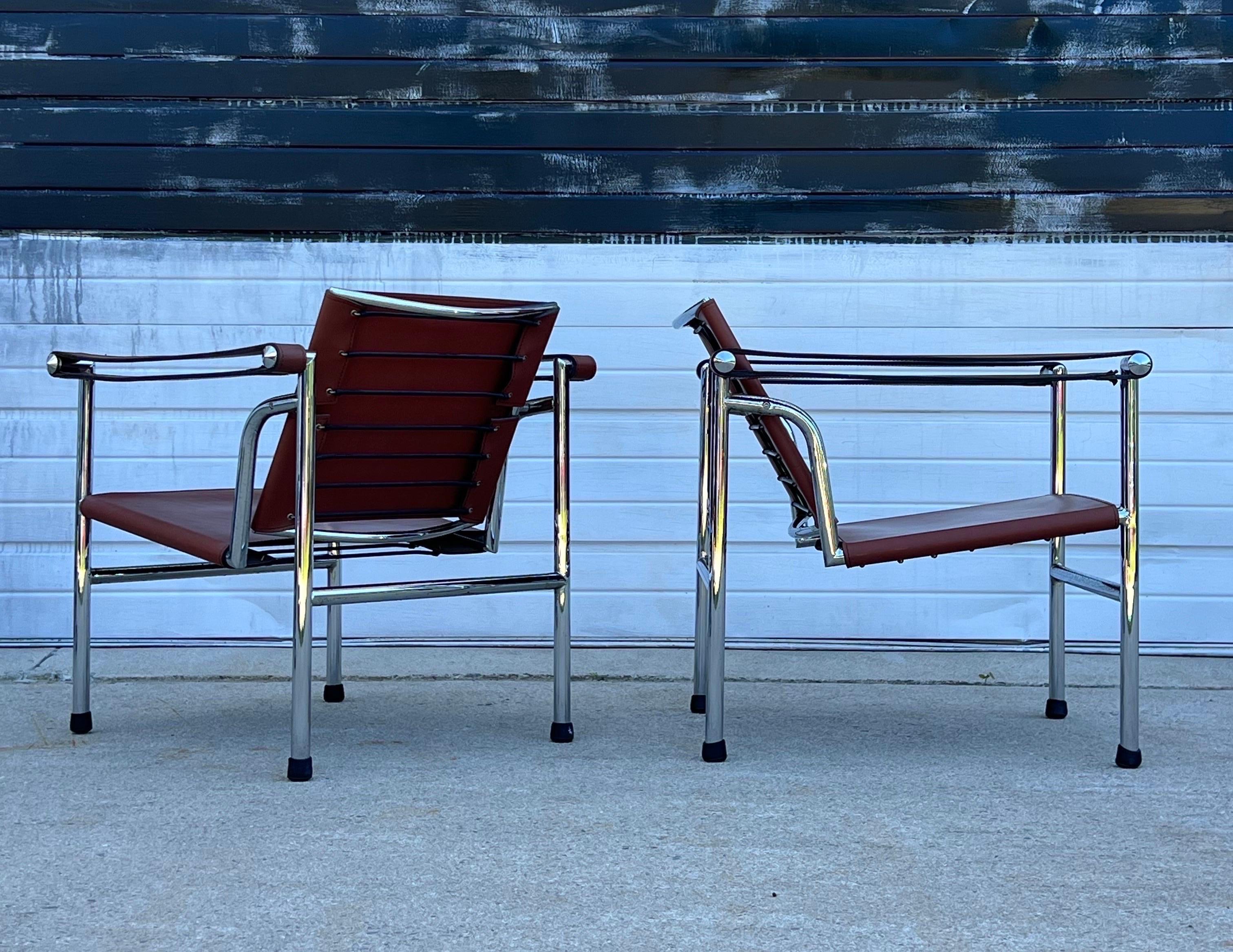 Mid-Century Modern Vintage Lc1 Armchairs by Le Corbusier - a Pair For Sale
