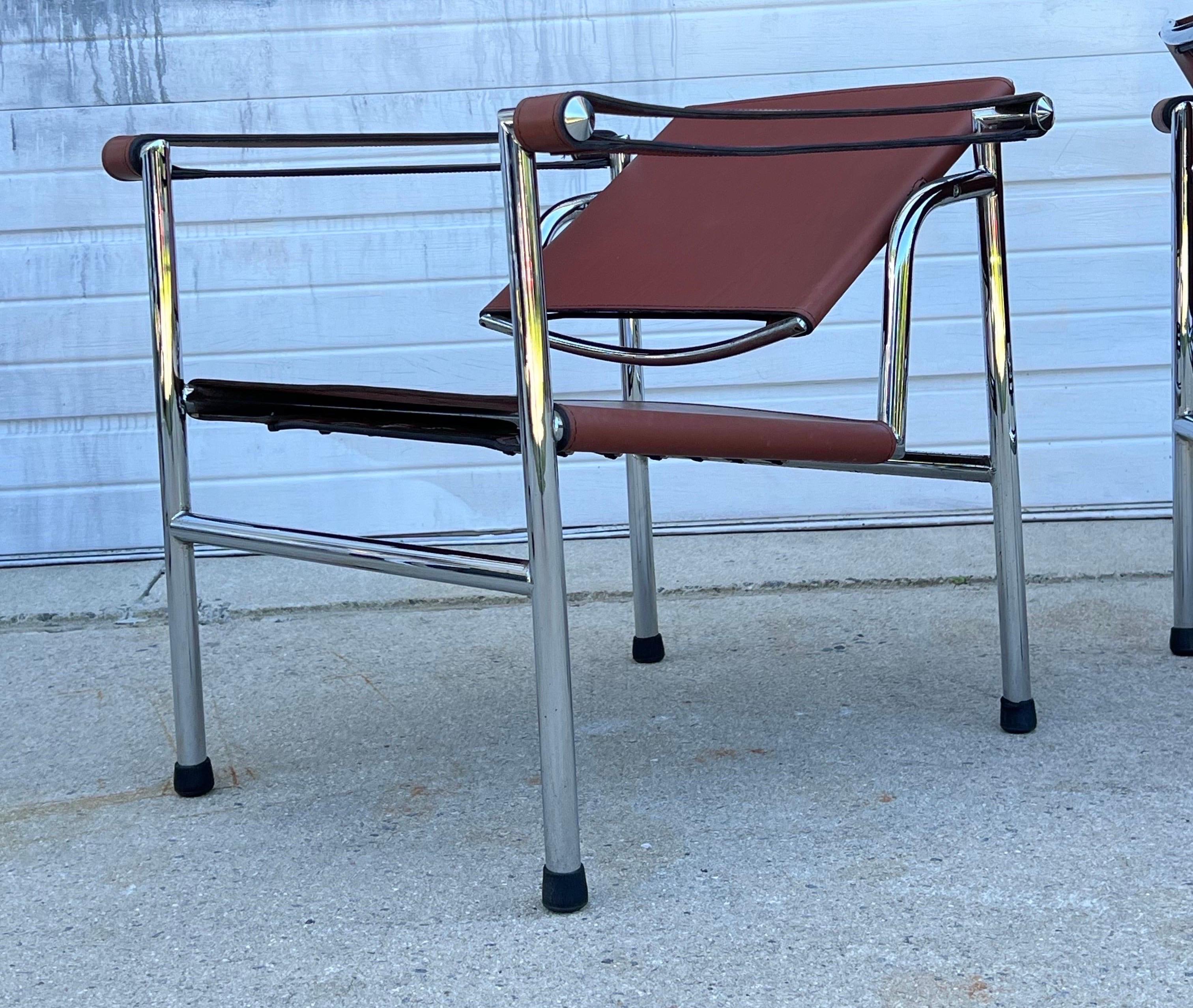 Italian Vintage Lc1 Armchairs by Le Corbusier - a Pair For Sale