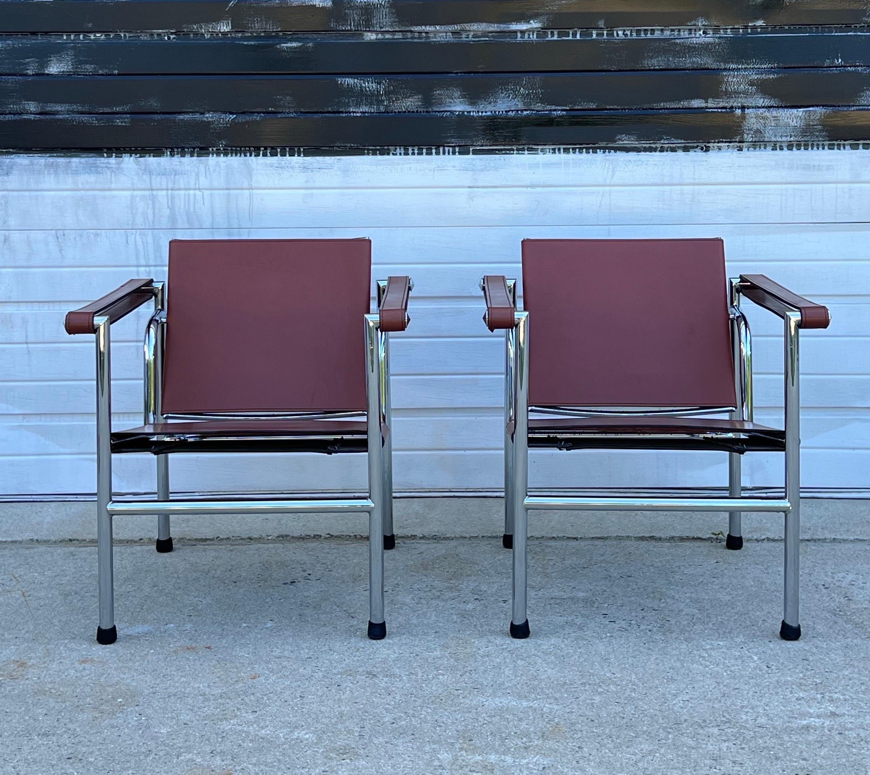 Late 20th Century Vintage Lc1 Armchairs by Le Corbusier - a Pair For Sale