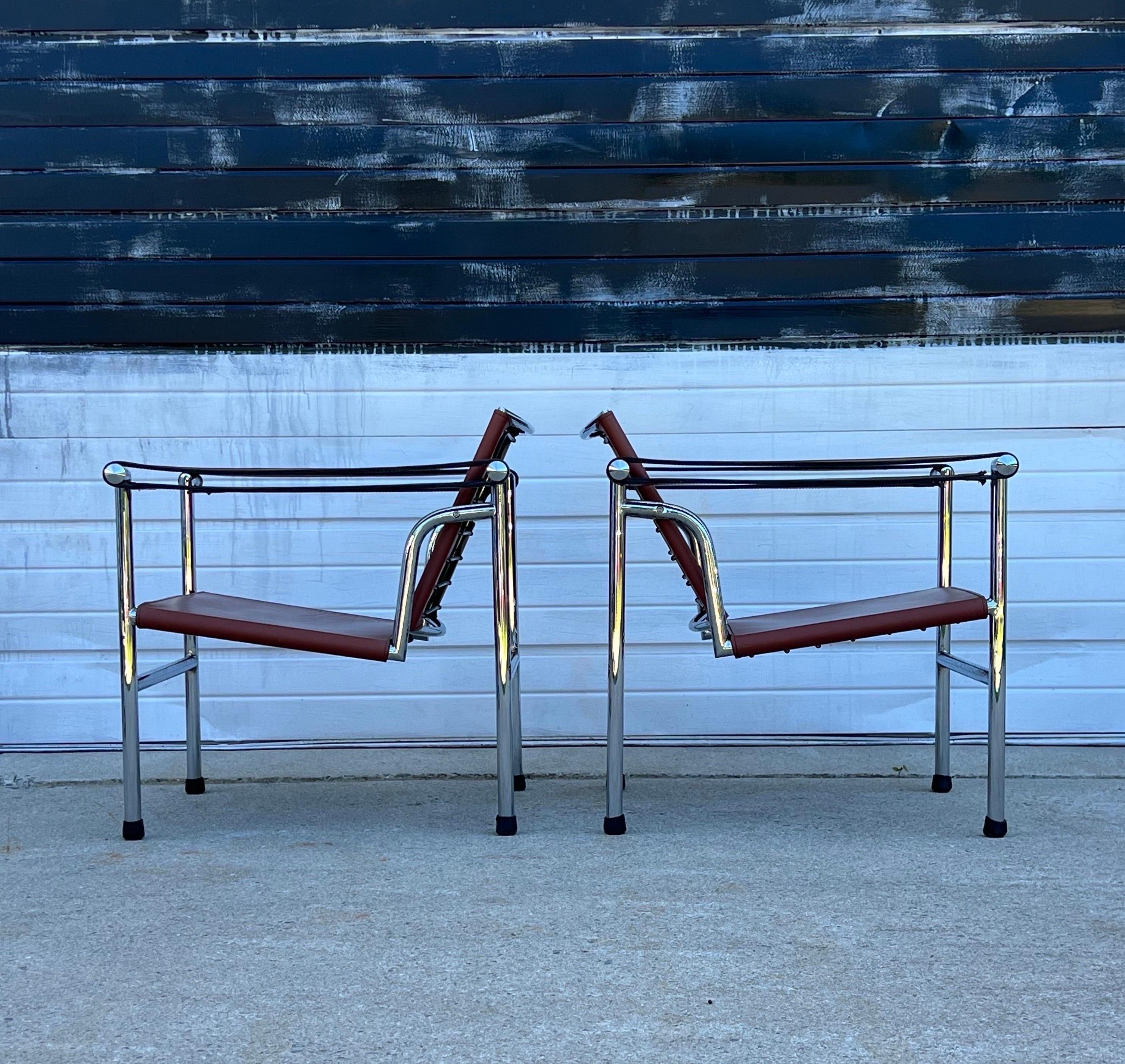 Vintage Lc1 Armchairs by Le Corbusier - a Pair For Sale 1
