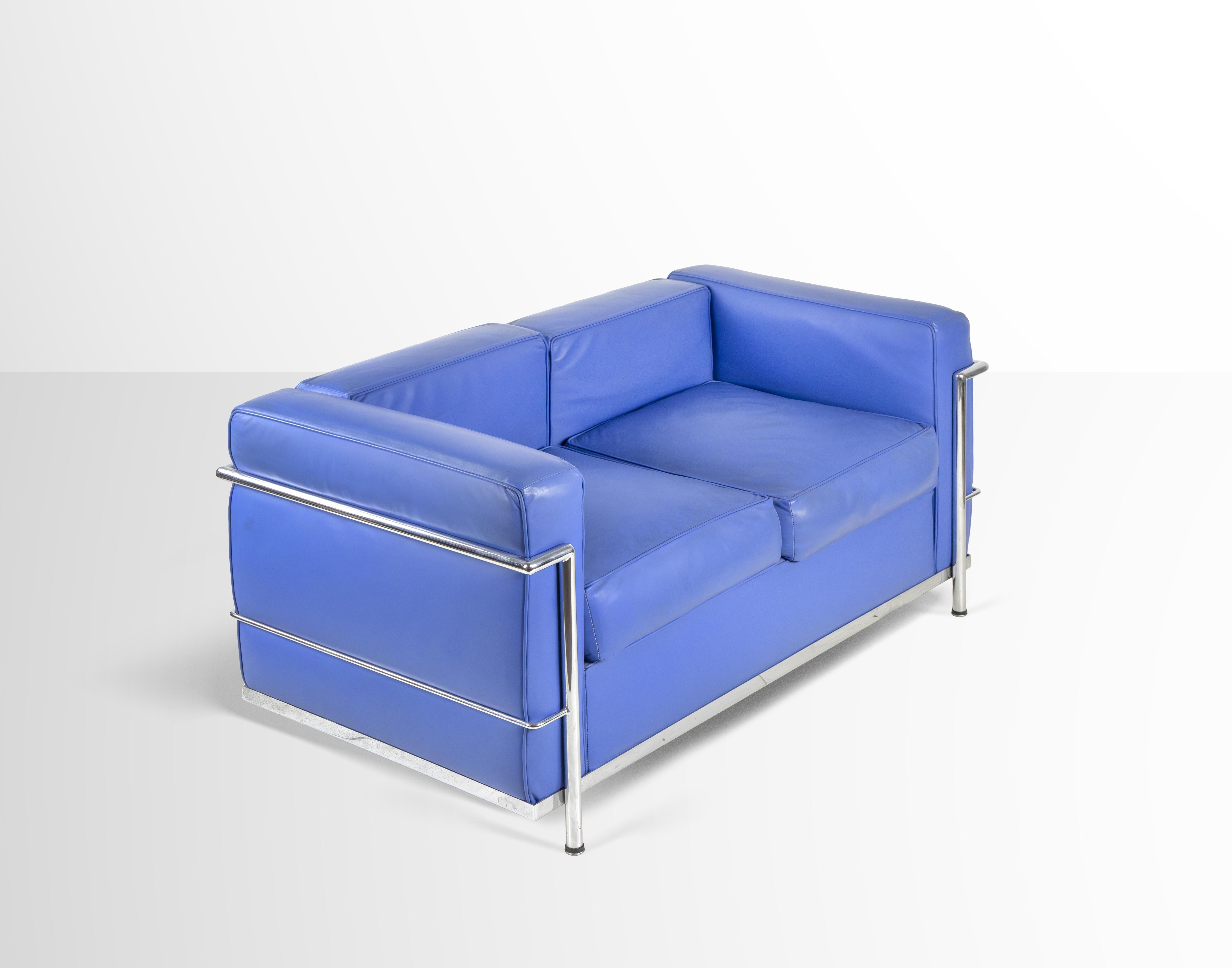 italien Canapé LC2 de Le Corbusier, Italie, années 1970