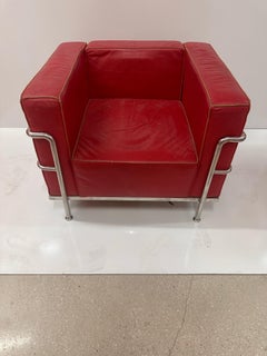 Vintage LC2 Style red leather circa 1970