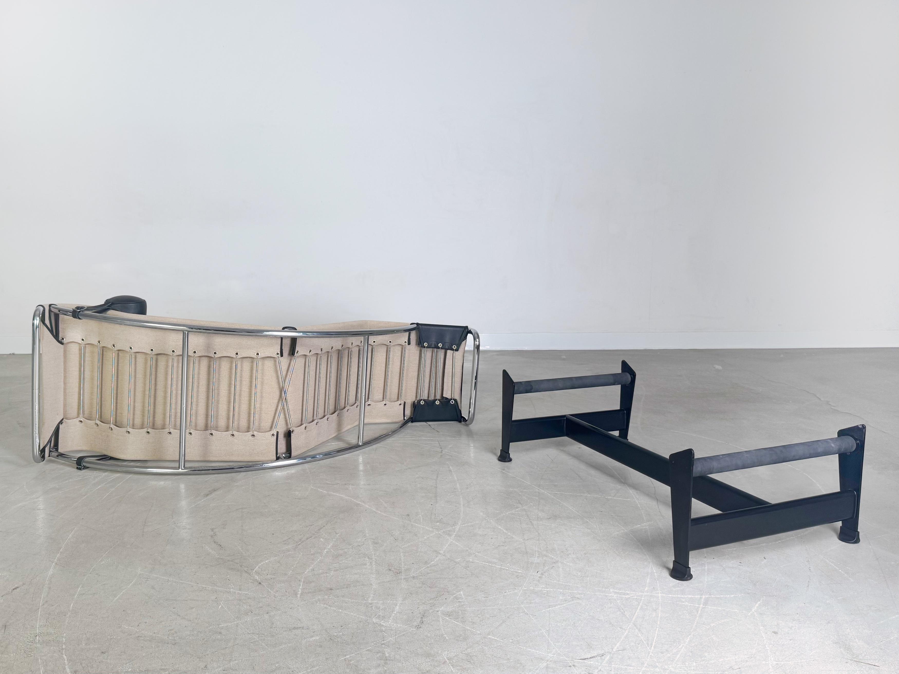 Vintage LC4 Liege Cassina Le Corbusier Leder Ecru Canvas, Ecru im Angebot 4