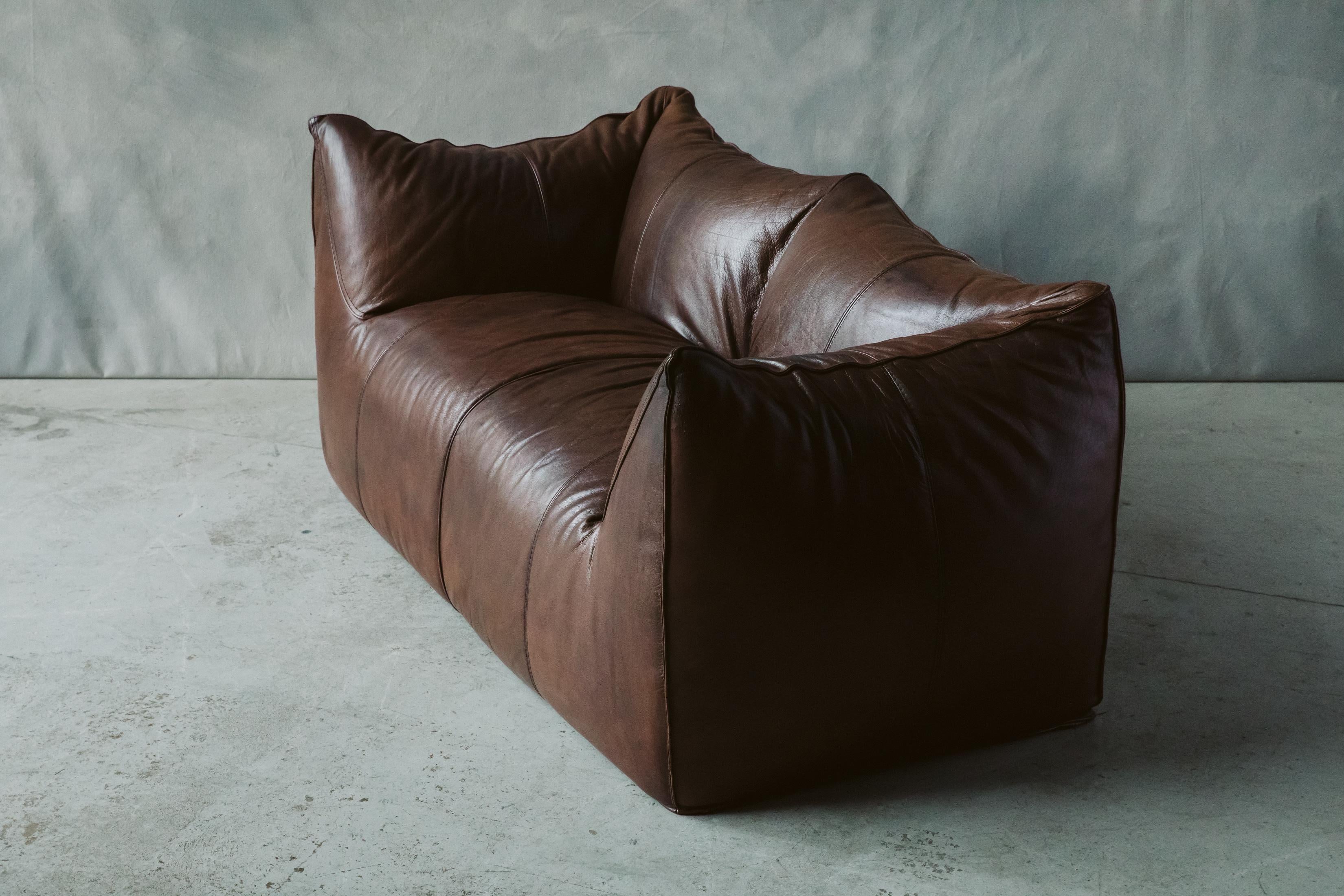Late 20th Century Vintage Le Bambole Leather Sofa Designed by Mario Bellini, B&B Italia, 1978