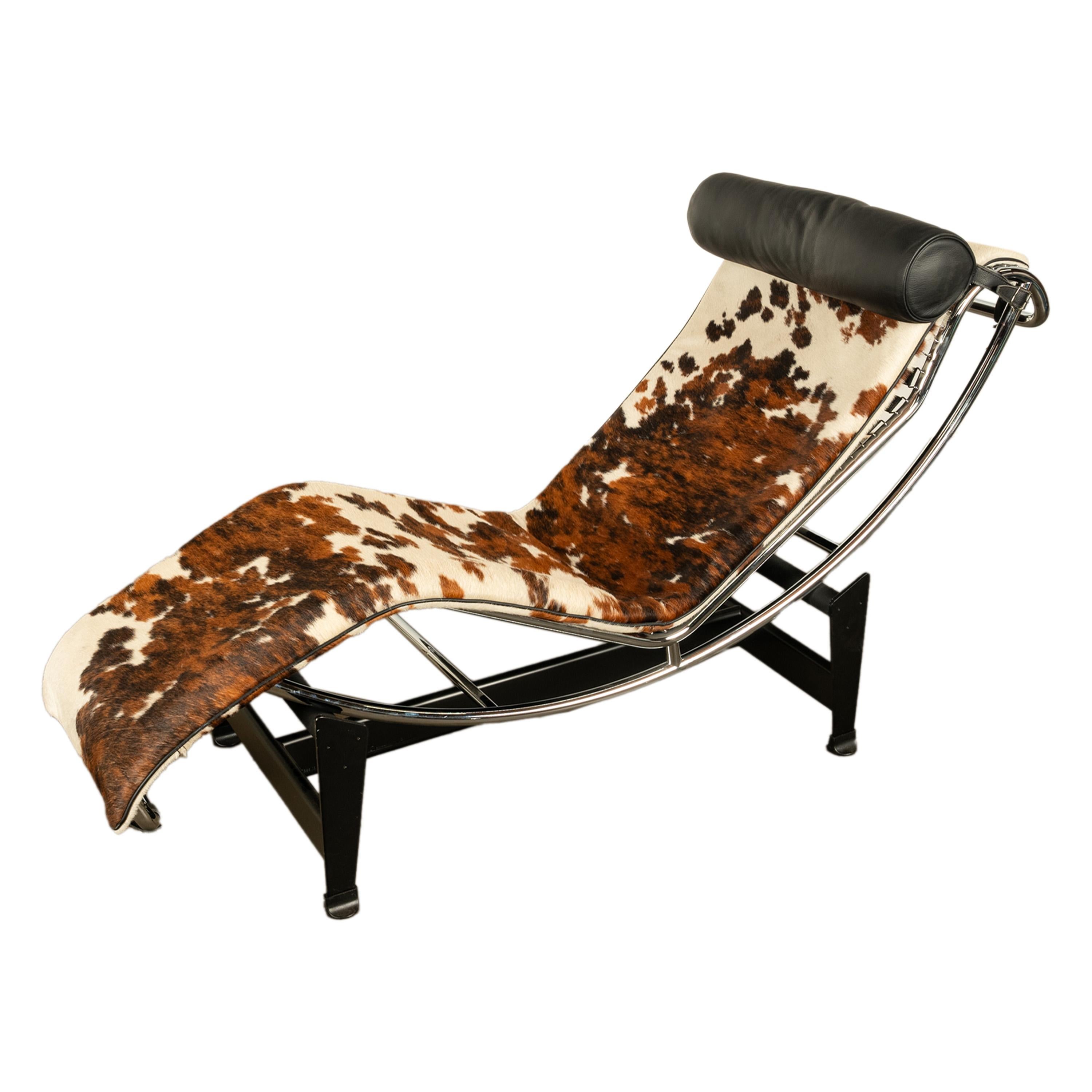 Vintage Le Corbusier LC4 Cowhide Chaise Longue Recliner Cassina with Tags 4