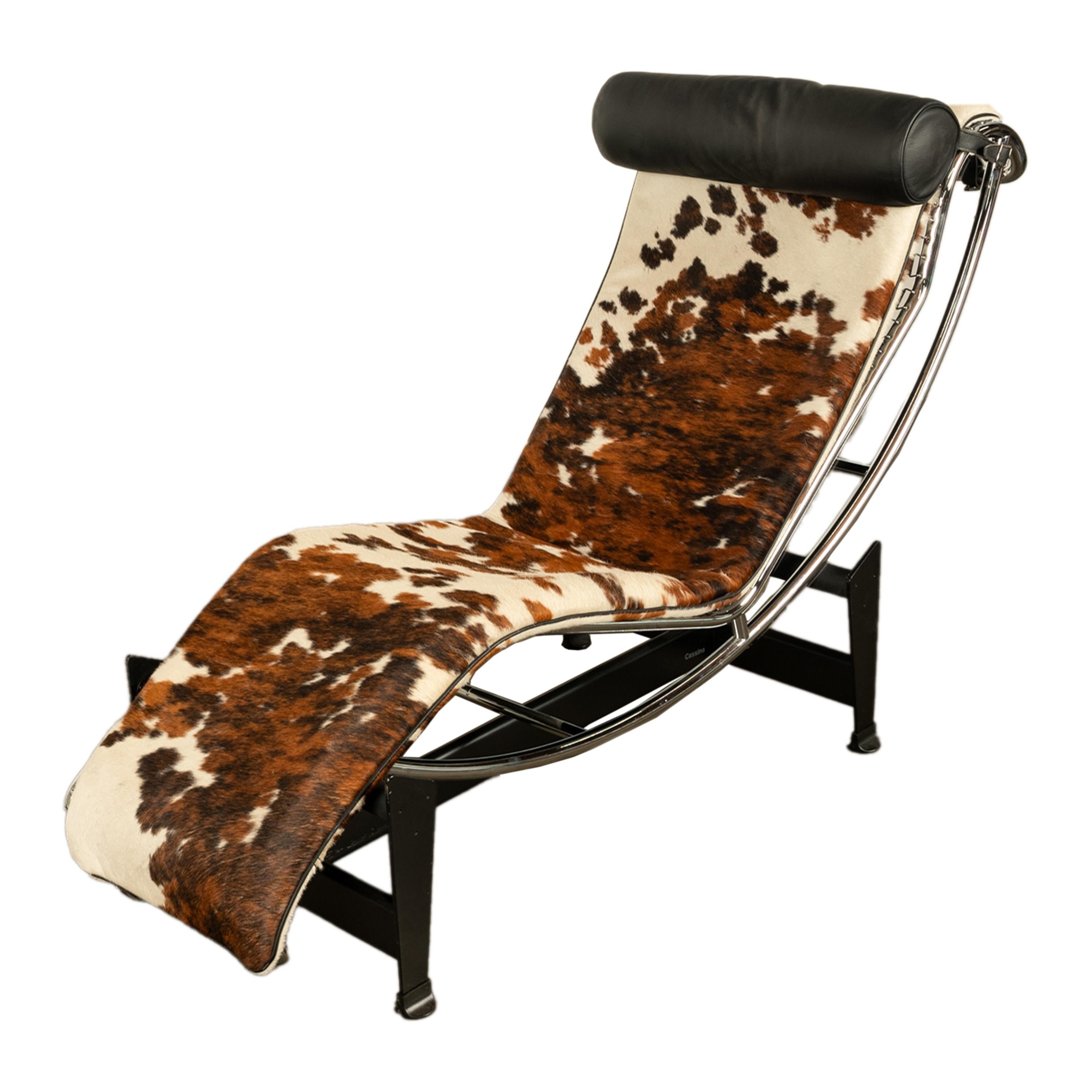 Vintage Le Corbusier LC4 Cowhide Chaise Longue Recliner Cassina with Tags 5