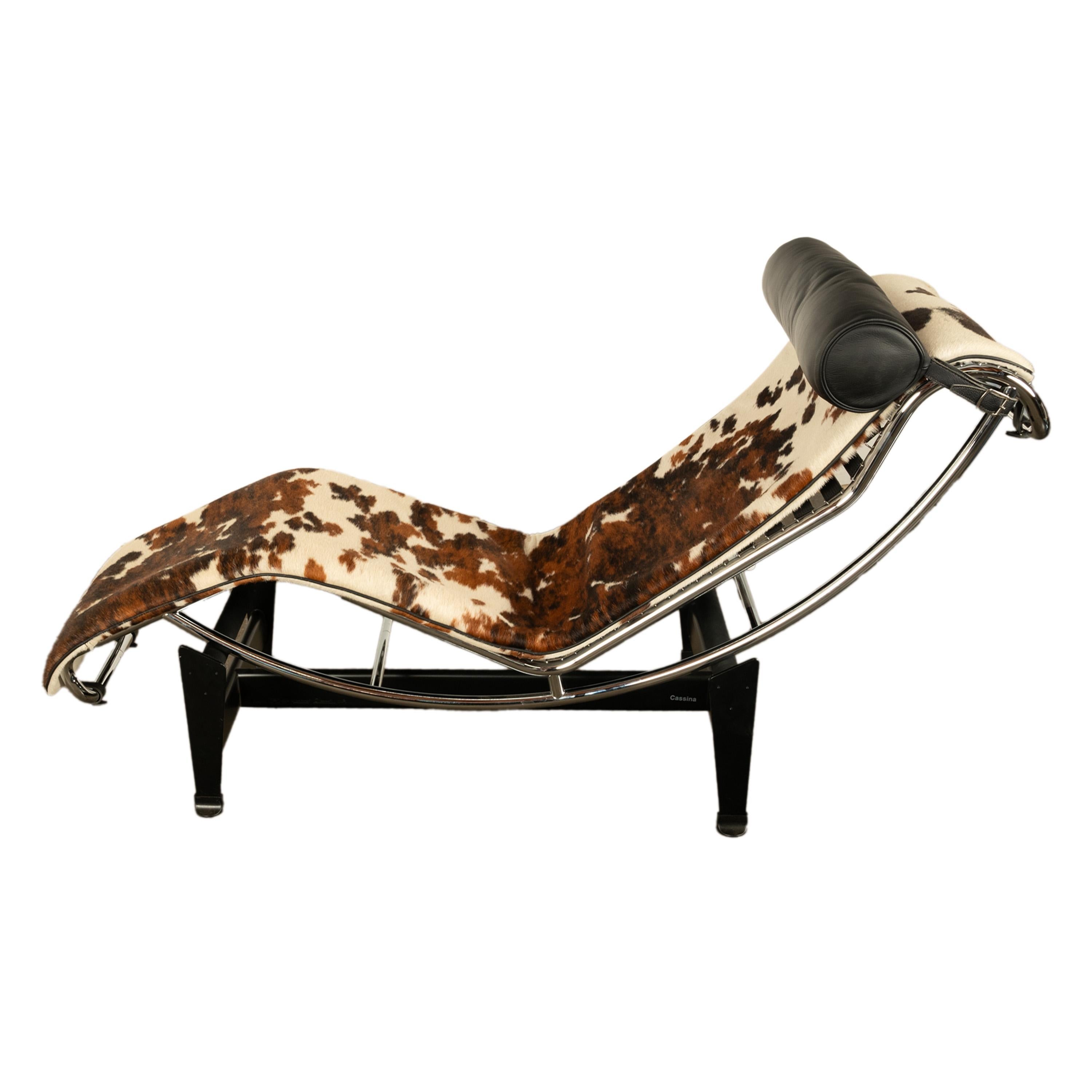 Vintage Le Corbusier LC4 Cowhide Chaise Longue Recliner Cassina with Tags 2