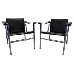 Vintage Le Corbusier Leather "LC1 Basculant" Sling chairs For Cassina Vintage Le Corbusier Leather "LC1 Basculant" Sling chairs For Cassina