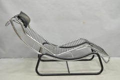 Vintage Le Corbusier Style Mid Century Modern Chrome Chaise Lounge Chair, Italy