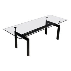 Vintage Le Corbusier Table Lacquered Metal and Glass, 1980s