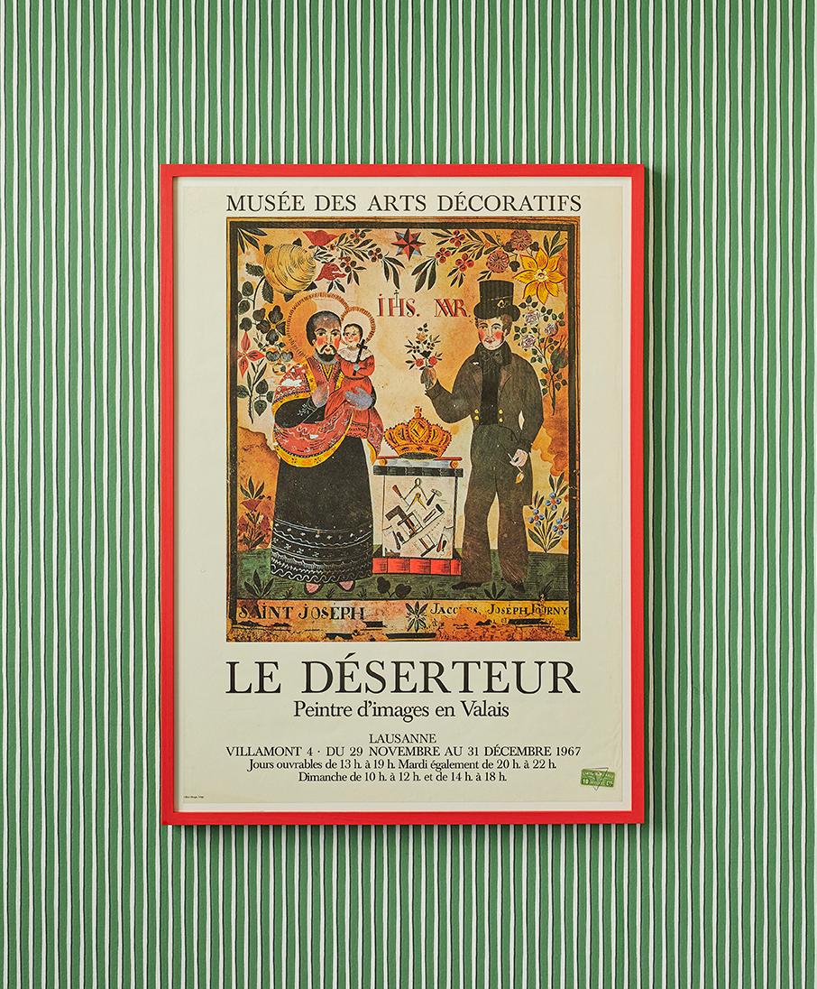 Switzerland, 1967

“Le Déserteur. Peintre d’images en Valais” Musée des arts décoratifs Lausanne. Vintage exhibition poster.

Measures: H 74.5 x W 54.5 x D 2.5 cm.