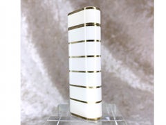 Vintage Le Must de Cartier Rare White Lacquer & Gold Horizontal Stripes