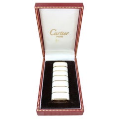 Vintage Le Must de Cartier Rare White Lacquer & Gold Horizontal Stripes