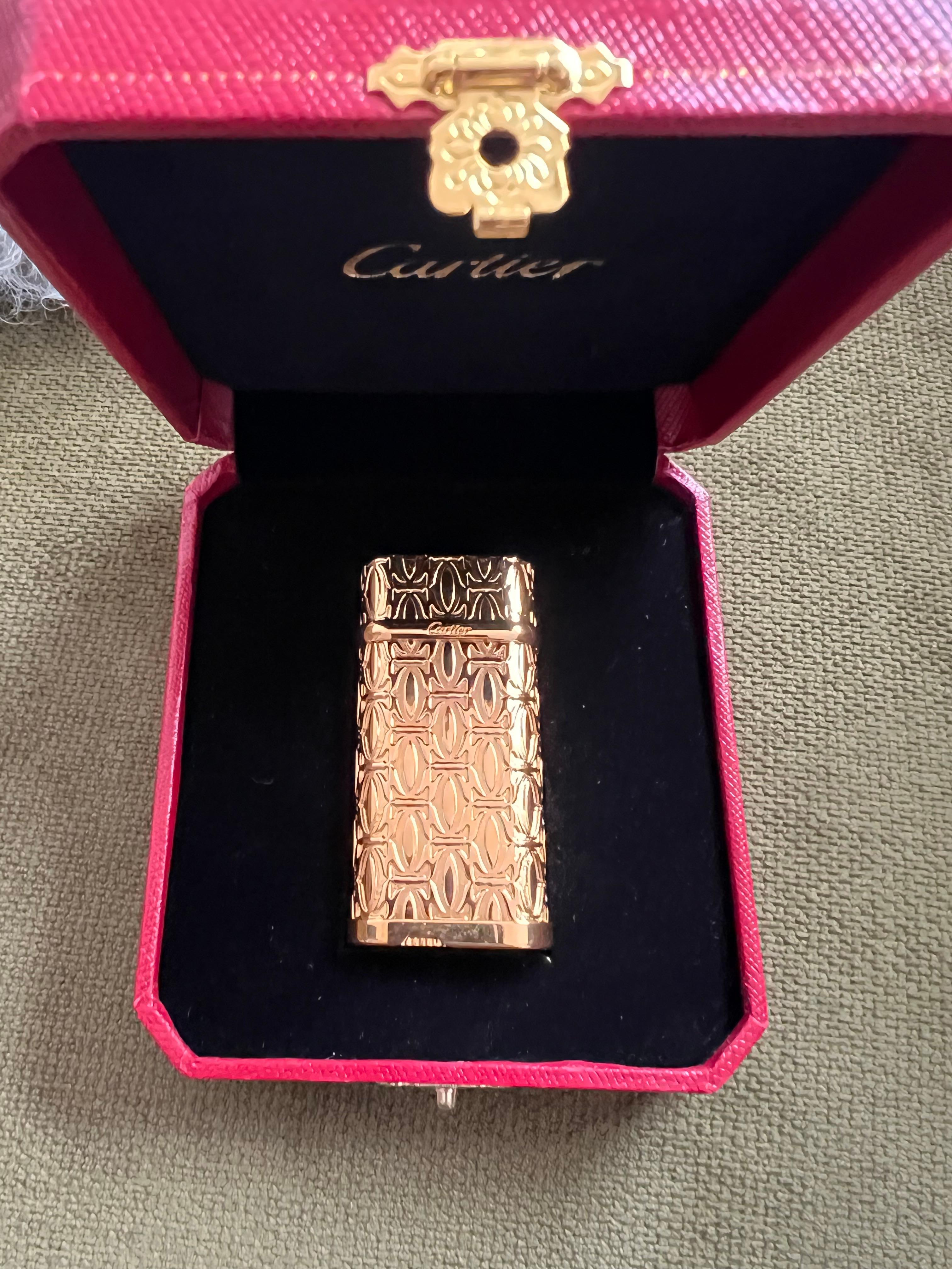 Vintage Le Must De Cartier Retro Logo Lighter, 18k Gold Plated In Original Case 3