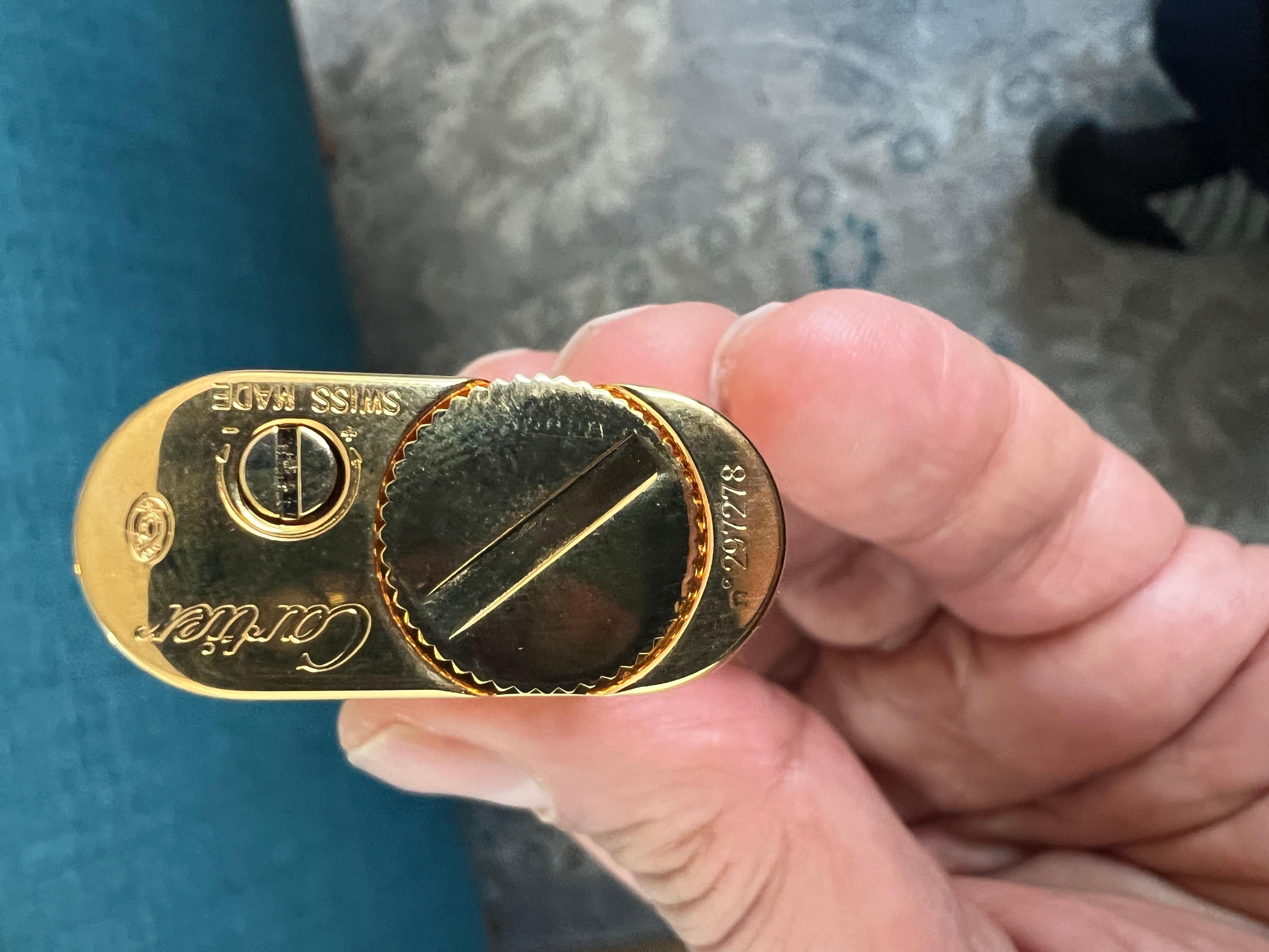 Vintage Le Must De Cartier Retro Logo Lighter, 18k Gold Plated In Original Case 4