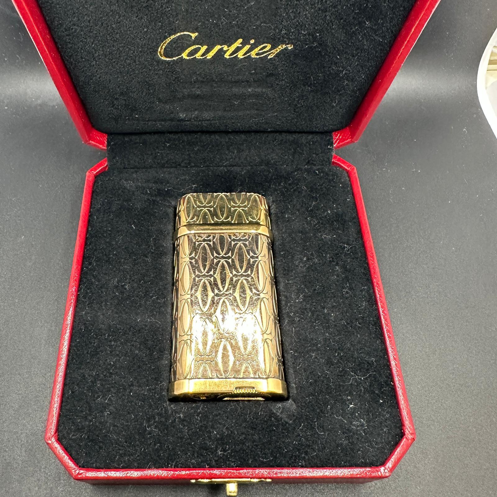 Vintage Le Must De Retro Cartier Logo Lighter, 18k Gold Plated For Sale 2