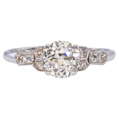 Vintage Le Reine 17k White Gold .93ct Old Euro Diamond Engagement Ring