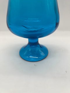 Vintage l.e. Smith Blue Glass Swung Vase 17.75"