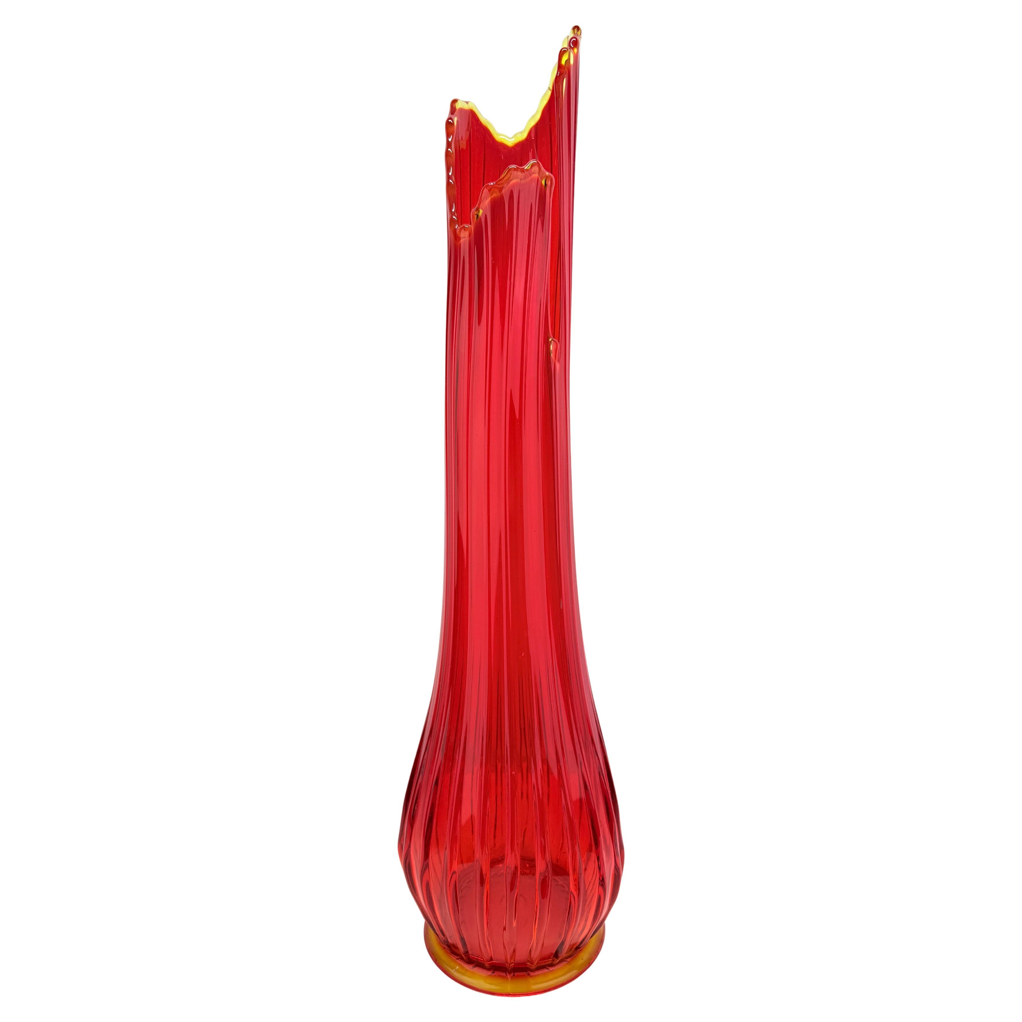 A.E.L. vintage. Smith Ruby Red & Amberina Vaso sospeso a coste da 25,25".