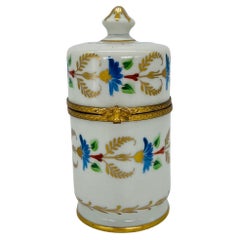 Caja de porcelana vintage Le Tallec decorada con esmalte y dorada Circa 1966