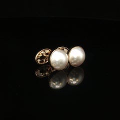 Par de gemelos vintage Le Vian de oro de 14 quilates con perlas, de segunda mano para hombre