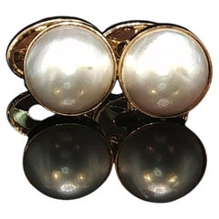 Par de gemelos vintage Le Vian de oro de 14 quilates con perlas, de segunda mano para hombre