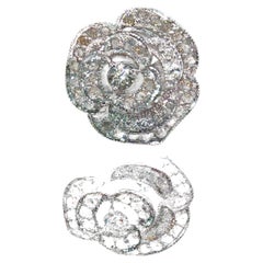 Vintage Le Vian 14K White Gold Chocolate & White Diamond Rose Flower Ring Sz 6.5