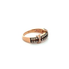 Vintage Le Vian Designer Chocolate and White Diamond Gold Band Ring