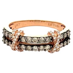 Vintage Le Vian Designer Chocolate and White Diamond Gold Band Ring