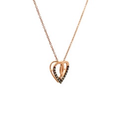 Vintage Le Vian Designer Diamant Gold Heart Drop Anhänger Halskette