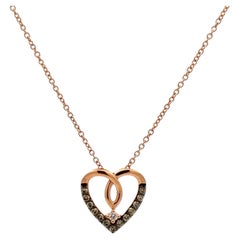 Vintage Le Vian Designer Diamant Gold Heart Drop Anhänger Halskette